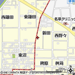 愛知県岩倉市西市町新田周辺の地図
