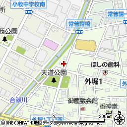 愛知県小牧市外堀1丁目70周辺の地図