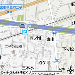 愛知県一宮市萩原町萩原（西ノ川）周辺の地図