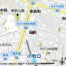愛知県小牧市緑町周辺の地図