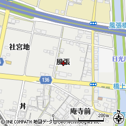 愛知県一宮市明地風張周辺の地図