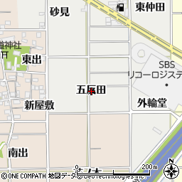 愛知県一宮市千秋町小山五反田周辺の地図