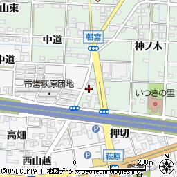 愛知県一宮市萩原町萩原朝宮前周辺の地図