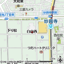 愛知県一宮市大和町妙興寺白山西26周辺の地図