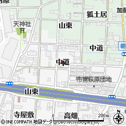 愛知県一宮市萩原町萩原中道周辺の地図