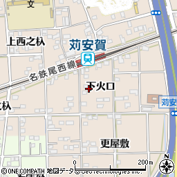 愛知県一宮市大和町苅安賀下火口周辺の地図