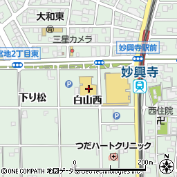 愛知県一宮市大和町妙興寺白山西21周辺の地図