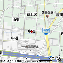 愛知県一宮市萩原町朝宮中道周辺の地図