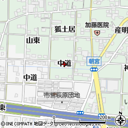 愛知県一宮市萩原町朝宮（中道）周辺の地図