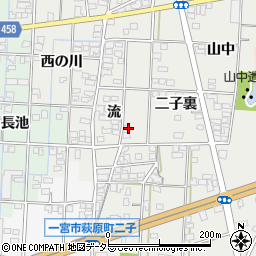 愛知県一宮市萩原町富田方流周辺の地図