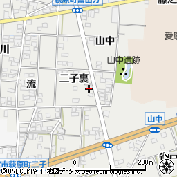 愛知県一宮市萩原町富田方二子裏周辺の地図