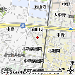 愛知県岩倉市中野町（御山寺）周辺の地図