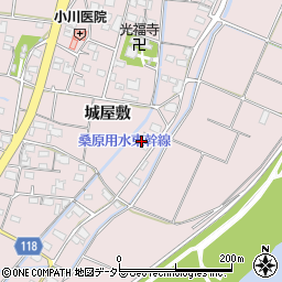 岐阜県羽島市下中町城屋敷周辺の地図