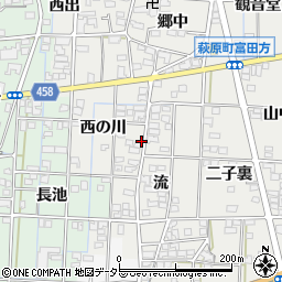 愛知県一宮市萩原町富田方西ノ川境周辺の地図