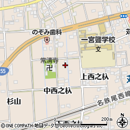 愛知県一宮市大和町苅安賀（中西之杁）周辺の地図