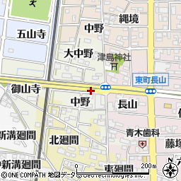 愛知県岩倉市中野町周辺の地図
