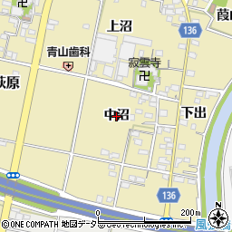 愛知県一宮市西萩原（中沼）周辺の地図
