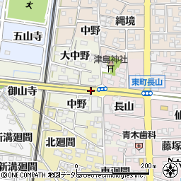 愛知県岩倉市中野町（中野）周辺の地図