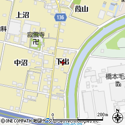 愛知県一宮市西萩原下出周辺の地図