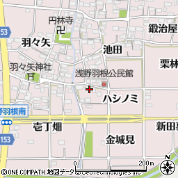 愛知県一宮市千秋町浅野羽根ハシノミ周辺の地図