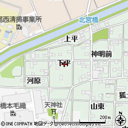 愛知県一宮市萩原町朝宮下平周辺の地図