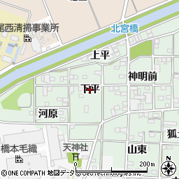 愛知県一宮市萩原町朝宮（下平）周辺の地図
