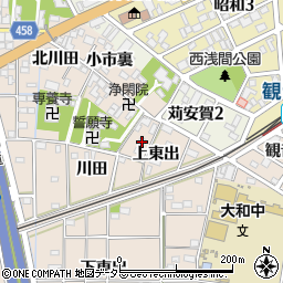 愛知県一宮市大和町苅安賀打田周辺の地図