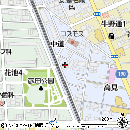 愛知県一宮市大和町宮地花池中道43-2周辺の地図