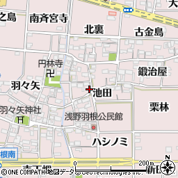 愛知県一宮市千秋町浅野羽根（池田）周辺の地図