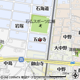 愛知県岩倉市石仏町五山寺周辺の地図