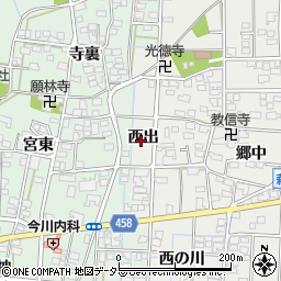 愛知県一宮市萩原町富田方西出周辺の地図