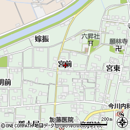 愛知県一宮市萩原町朝宮宮前周辺の地図