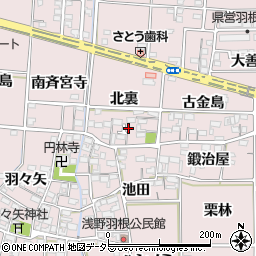 愛知県一宮市千秋町浅野羽根北裏周辺の地図