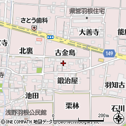 愛知県一宮市千秋町浅野羽根古金島周辺の地図
