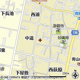 愛知県一宮市西萩原（中道）周辺の地図