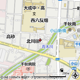愛知県一宮市千秋町小山北川田周辺の地図