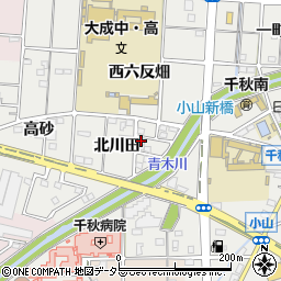 愛知県一宮市千秋町小山（北川田）周辺の地図