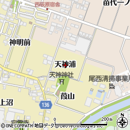 愛知県一宮市西萩原天神浦周辺の地図