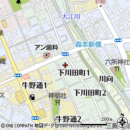 愛知県一宮市下川田町周辺の地図