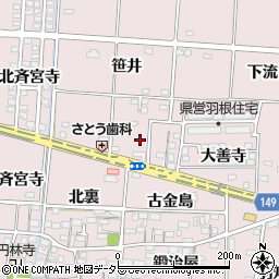 愛知県一宮市千秋町浅野羽根（六反畑）周辺の地図