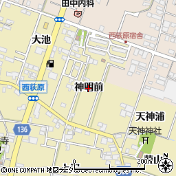 愛知県一宮市西萩原（神明前）周辺の地図