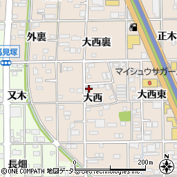 愛知県一宮市浅野大西70周辺の地図