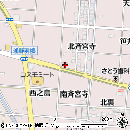 愛知県一宮市千秋町浅野羽根長楽寺74周辺の地図