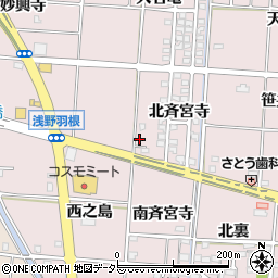 愛知県一宮市千秋町浅野羽根長楽寺周辺の地図
