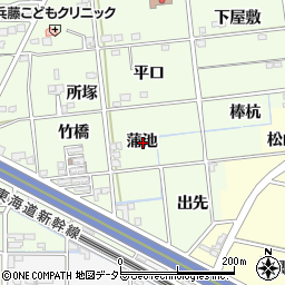 愛知県一宮市冨田蒲池周辺の地図