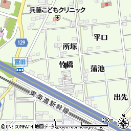 愛知県一宮市冨田（竹橋）周辺の地図