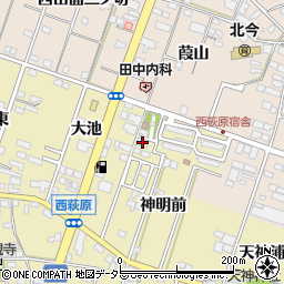 愛知県一宮市西萩原神明前9-1周辺の地図