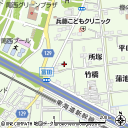 愛知県一宮市冨田（三ツ俣）周辺の地図