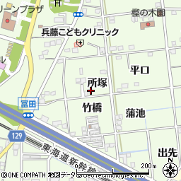 愛知県一宮市冨田所塚19周辺の地図