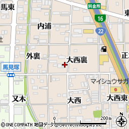 愛知県一宮市浅野（大西裏）周辺の地図